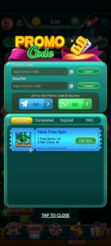 pakarcade game promo code