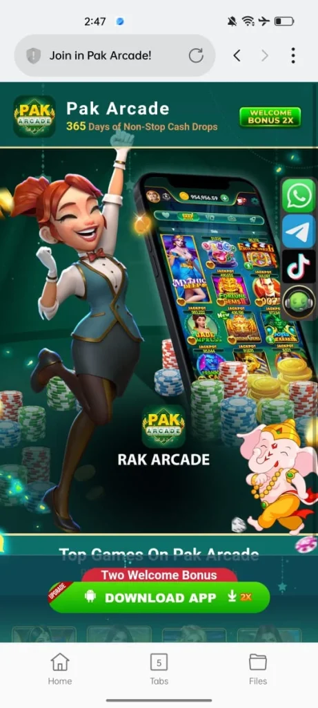 pakarcade game welcome bonus